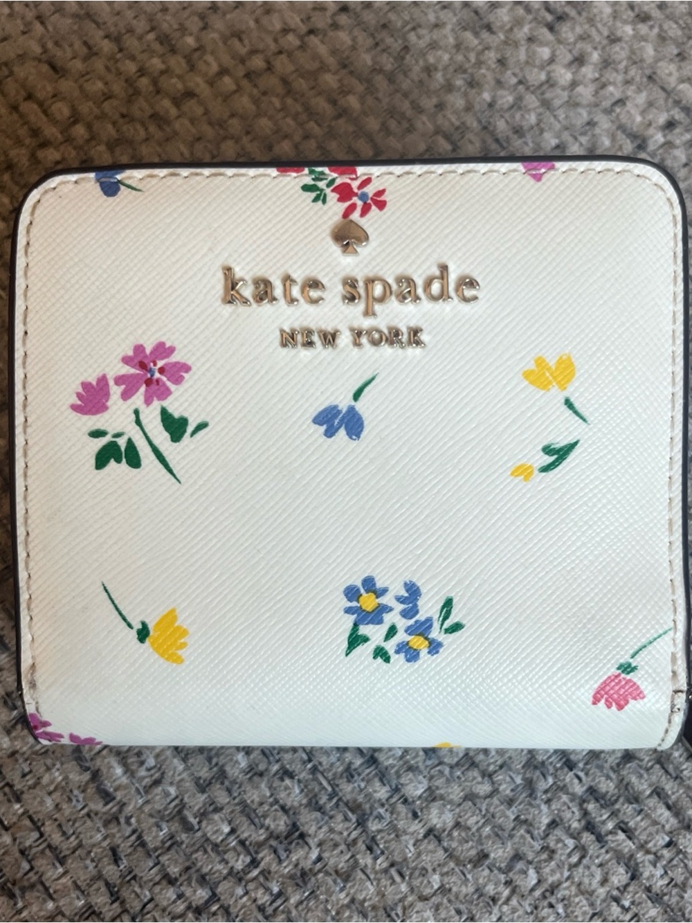kate spade White Floral Zip-Around Kids Wallet